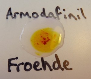 Armodafinil reaction with the froehde reagent. Orange/yellow