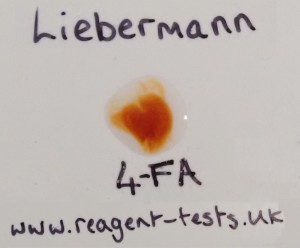 4-FA reaction with liebermann reagent test kit to go red-orange