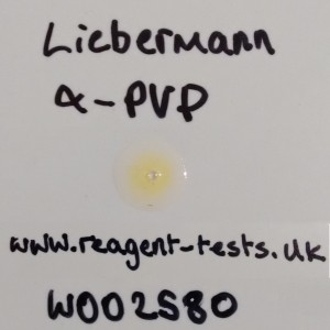 a-PVP reaction with the Liebermann reagent to give a yellow result